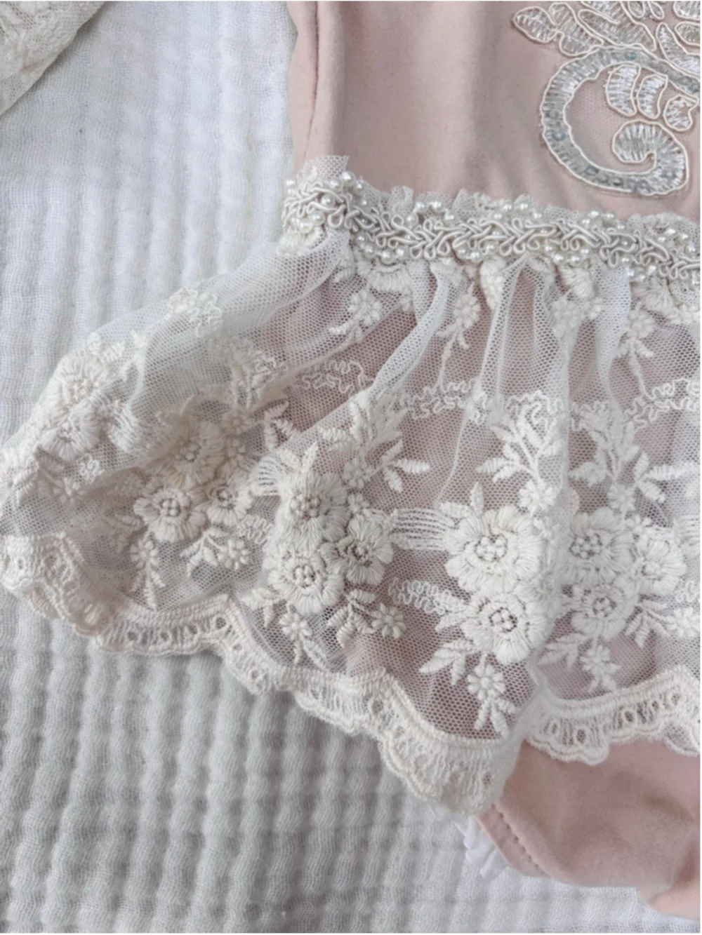 Baby Unbranded Pink & Cream Lace Ballet core Bodysuit One Size